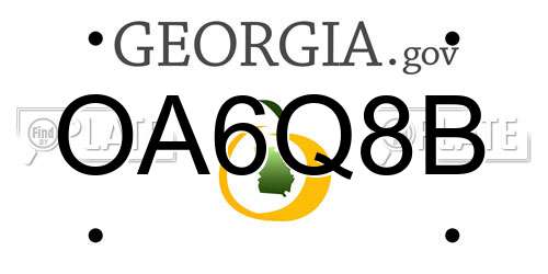 OA6Q8B Georgia License Plate