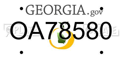 OA78580 Georgia License Plate