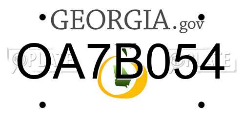 OA7B054 Georgia License Plate