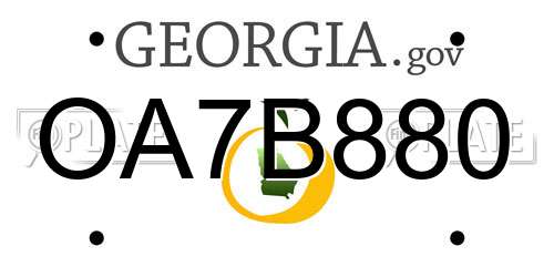 OA7B880 Georgia License Plate