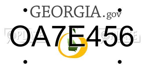 OA7E456 Georgia License Plate