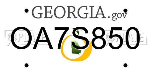 OA7S850 Georgia License Plate