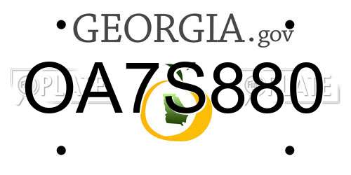 OA7S880 Georgia License Plate