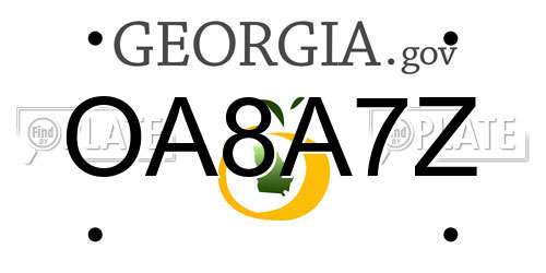 OA8A7Z Georgia License Plate