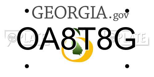 OA8T8G Georgia License Plate