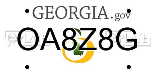 OA8Z8G Georgia License Plate