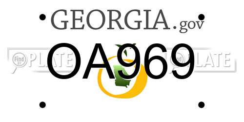 OA969 Georgia License Plate