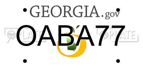 OABA77 Georgia License Plate