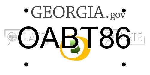 OABT86 Georgia License Plate
