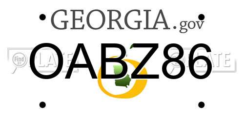 OABZ86 Georgia License Plate
