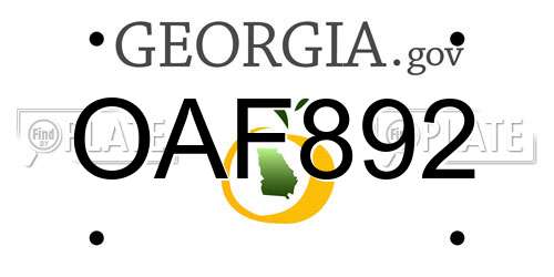 OAF892 Georgia License Plate