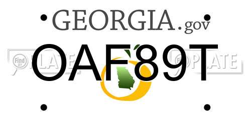 OAF89T Georgia License Plate