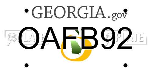 OAFB92 Georgia License Plate