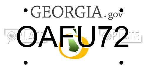 OAFU72 Georgia License Plate
