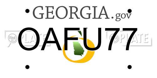 OAFU77 Georgia License Plate
