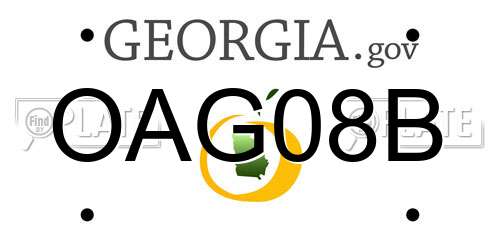 OAG08B Georgia License Plate
