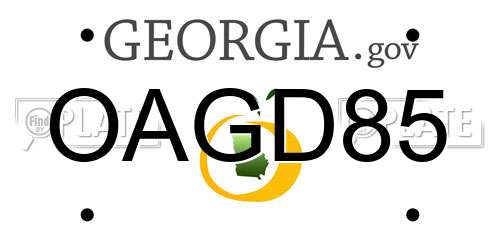 OAGD85 Georgia License Plate