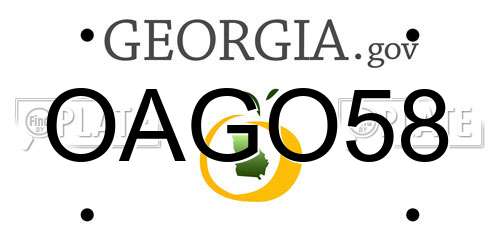 OAGO58 Georgia License Plate