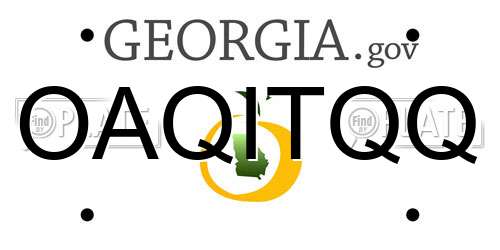 OAQITQQ Georgia License Plate