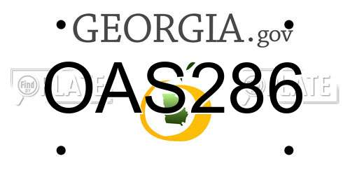 OAS286 Georgia License Plate