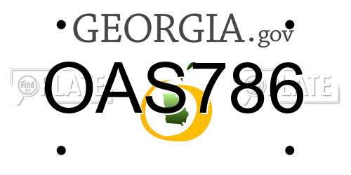 OAS786 Georgia License Plate