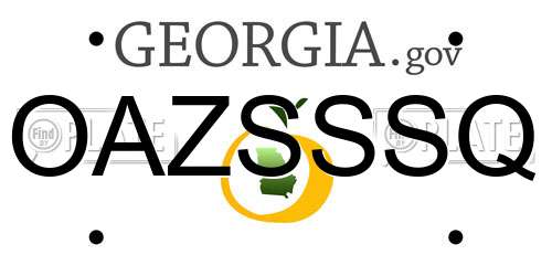 OAZSSSQ Georgia License Plate