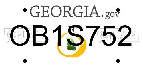 OB1S752 Georgia License Plate