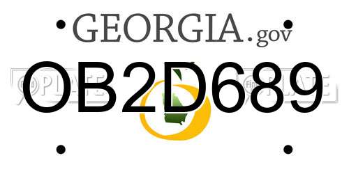 OB2D689 Georgia License Plate