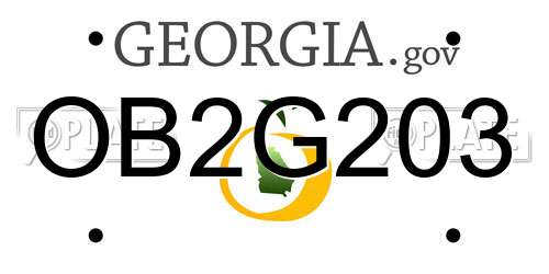 OB2G203 Georgia License Plate