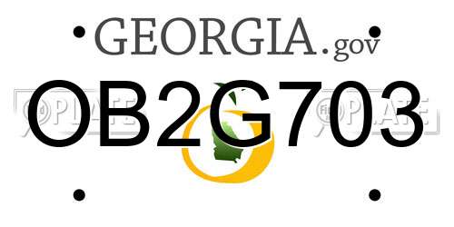 OB2G703 Georgia License Plate