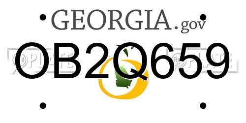 OB2Q659 Georgia License Plate
