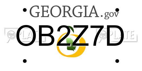 OB2Z7D Georgia License Plate