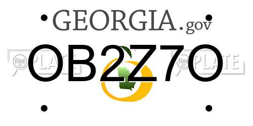 OB2Z7O Georgia License Plate