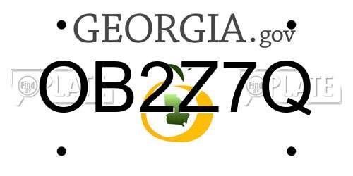 OB2Z7Q Georgia License Plate