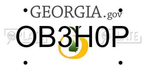 OB3H0P Georgia License Plate