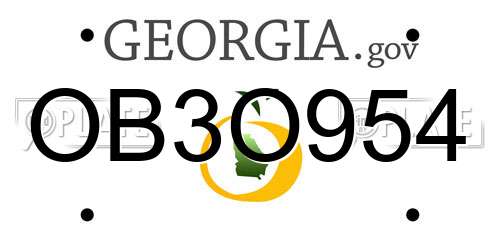 OB3O954 Georgia License Plate