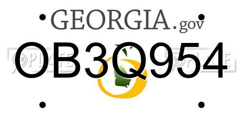 OB3Q954 Georgia License Plate