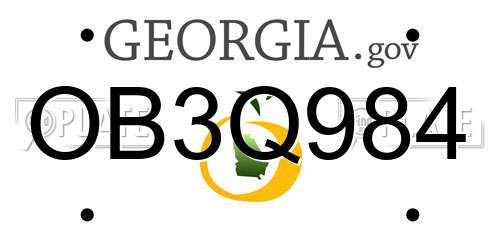 OB3Q984 Georgia License Plate