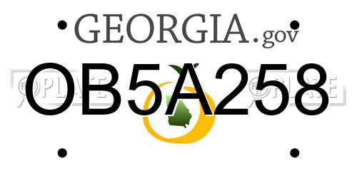 OB5A258 Georgia License Plate