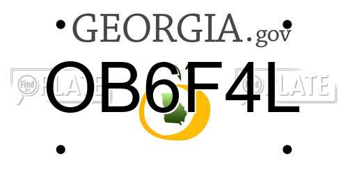 OB6F4L Georgia License Plate