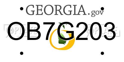 OB7G203 Georgia License Plate