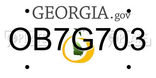 OB7G703 Georgia License Plate