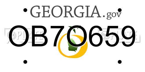 OB7O659 Georgia License Plate