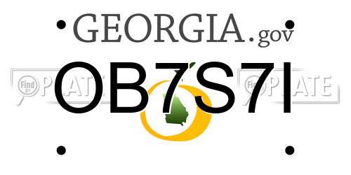 OB7S7I Georgia License Plate