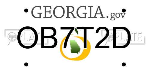 OB7T2D Georgia License Plate