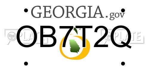 OB7T2Q Georgia License Plate