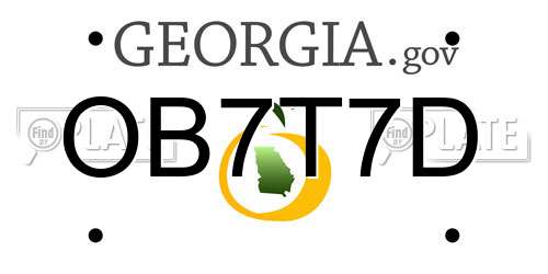 OB7T7D Georgia License Plate