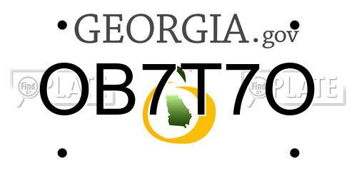 OB7T7O Georgia License Plate