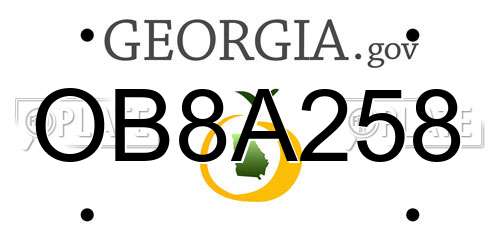 OB8A258 Georgia License Plate