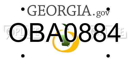 OBA0884 Georgia License Plate